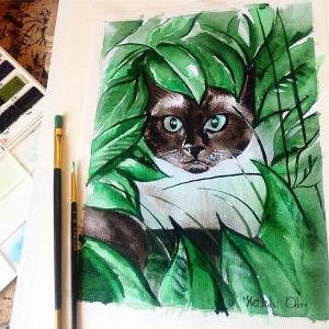 Cats of Karavella Featuring Peek a Boo Siamese Cat Painting