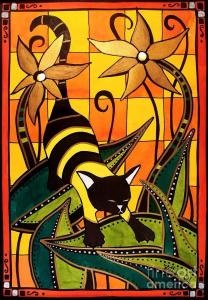 Featured 4 times  Kitty Bee - Cat Art by Dora Hathazi Mendes