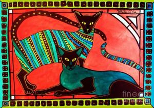 Featured 5 times - Legend of the Siamese - Cat Art by Dora Hathazi Mendes