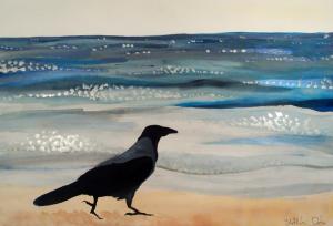 Hooded Crow at the Black Sea by Dora Hathazi Mendes