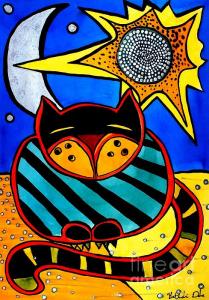 Featured Sun and Moon - Honourable Cat - Art by Dora Hathazi Mendes